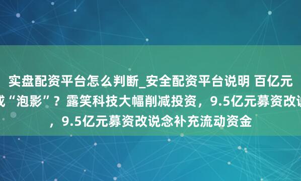 实盘配资平台怎么判断_安全配资平台说明 百亿元级碳化硅表情终成“泡影”？露笑科技大幅削减投资，9.5亿元募资改说念补充流动资金